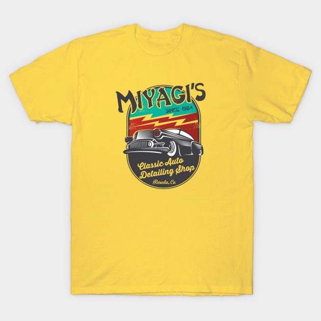 Miyagi's Classic Auto Detailing Shop T-Shirt by Alema Art